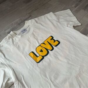 White T-Shirt with Yellow 'LOVE' Graphic